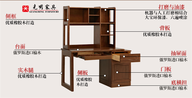 轉角實木書桌布局更合理，實木書桌才是孩子需要的